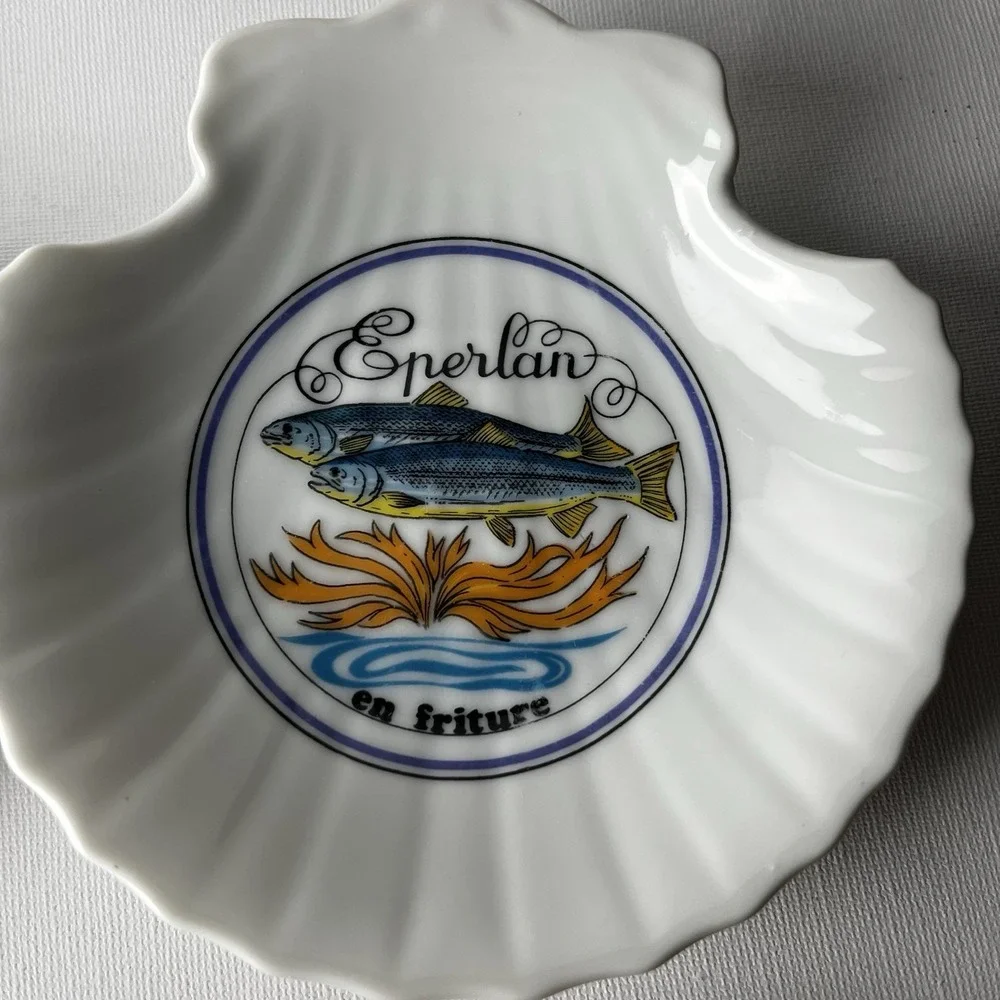Vintage‎ Concha French Seafood Bone Dishes Set 6 Shell Fish Plates Jacques